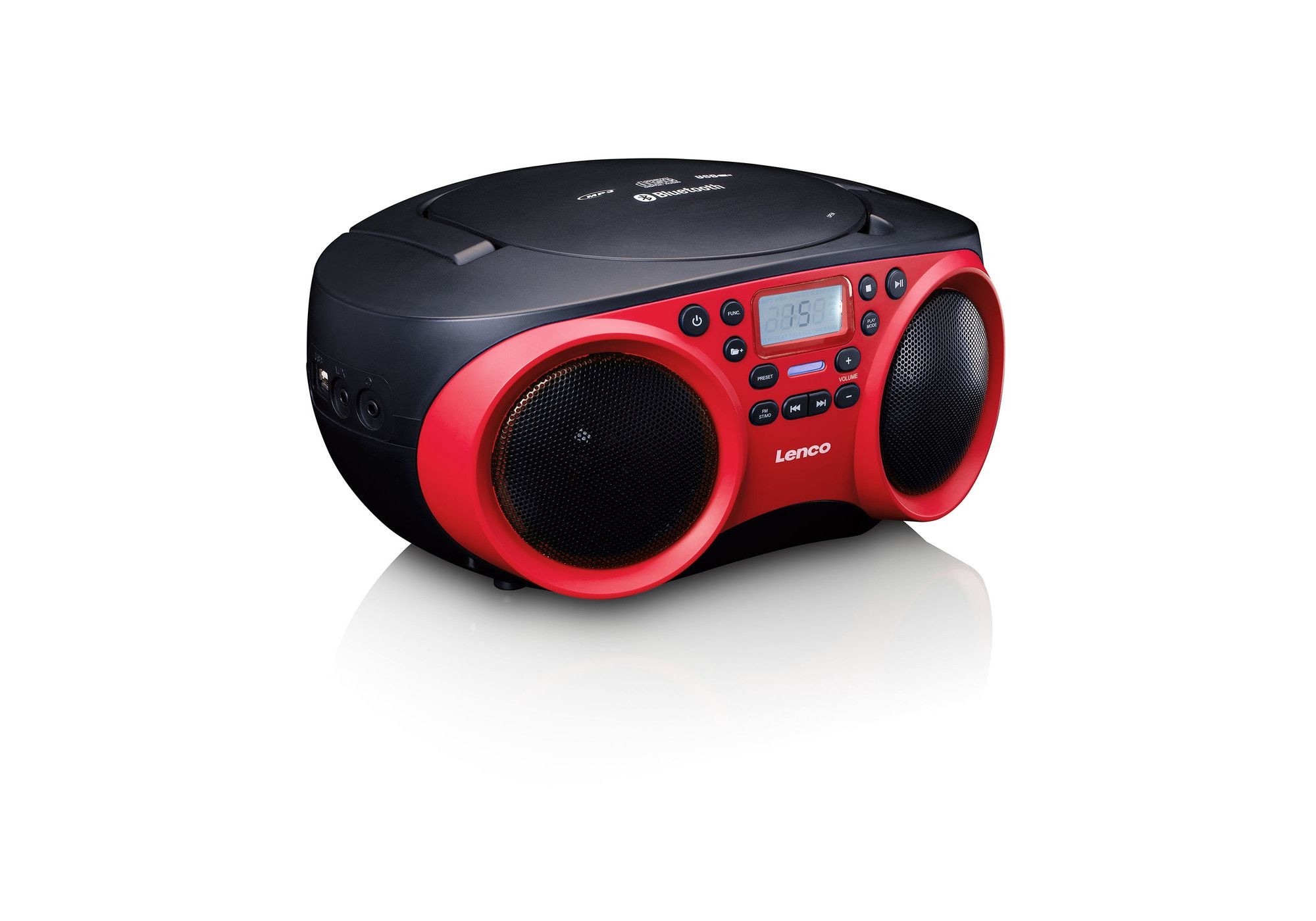 Lenco SCD-501 FM CD-radio AUX, Bluetooth, CD, FM, USB Rood, Zwart