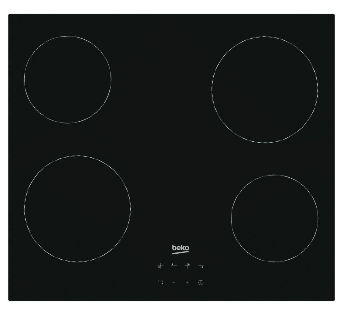Beko HIC64400E Keramische inbouwkookplaat Zwart