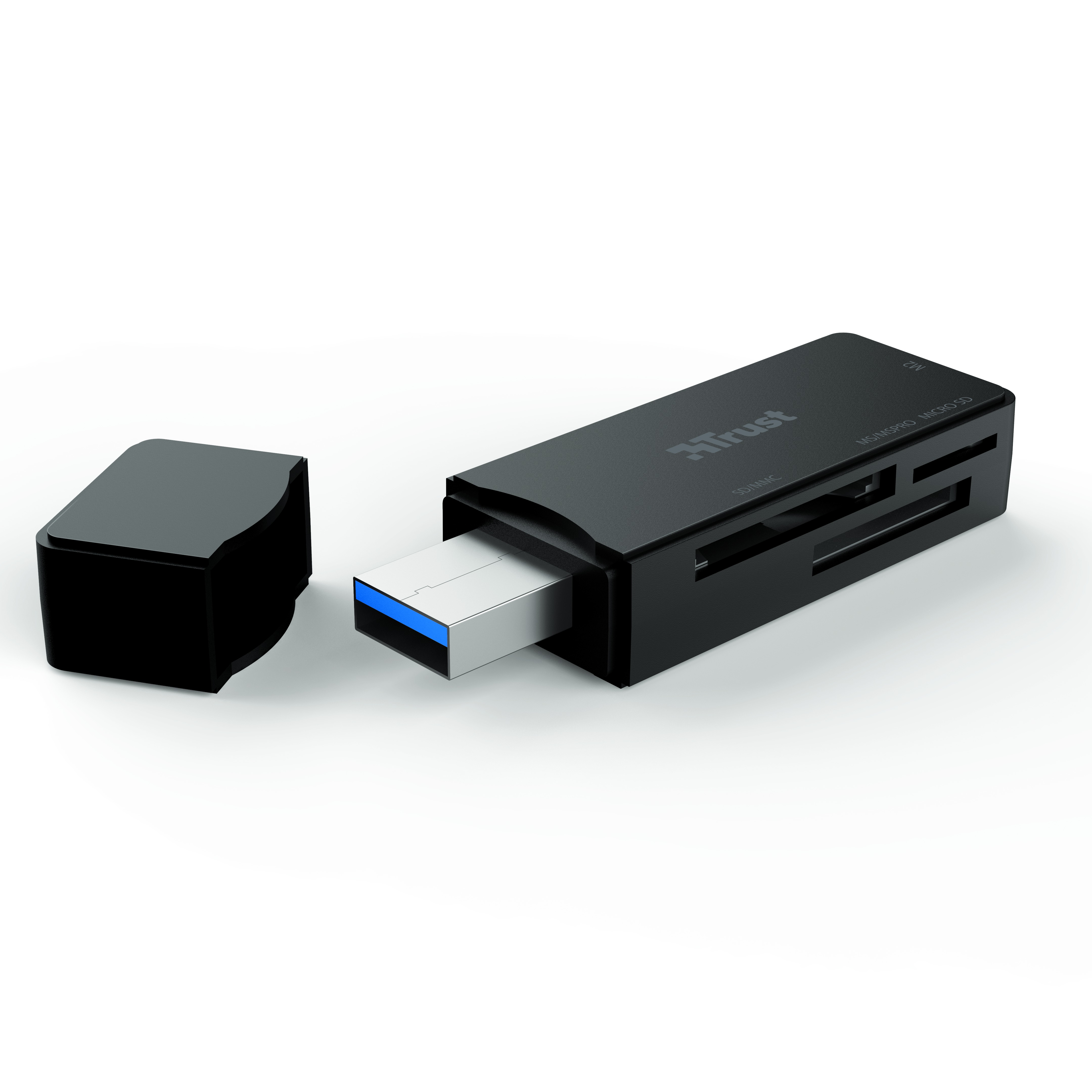 Trust Nanga Compacte USB-kaartlezer (USB 3.2) Desktop accessoire Zwart