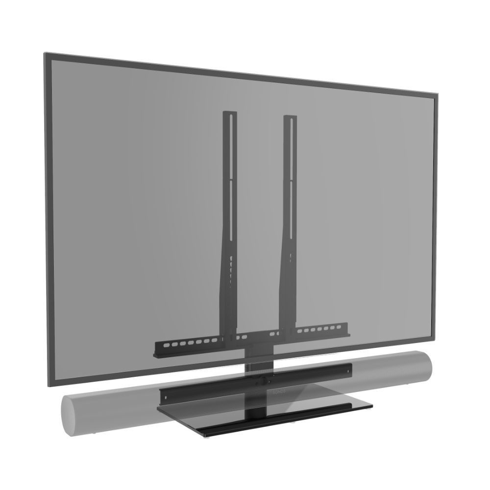 Cavus TV tafelstandaard met Sonos ARC frame Audio vloerstandaard Zwart