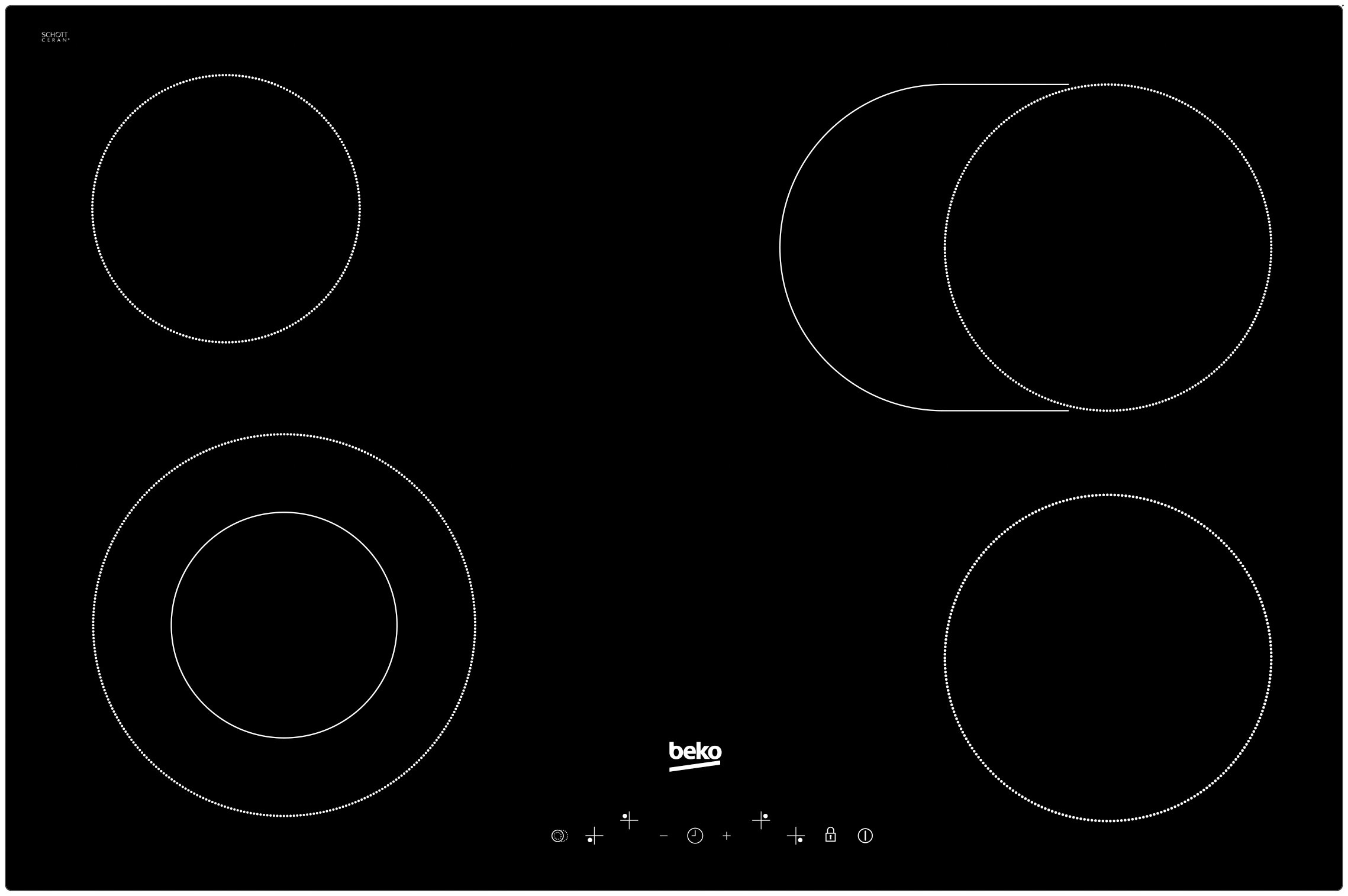 Beko HIC84401 Keramische inbouwkookplaat Zwart