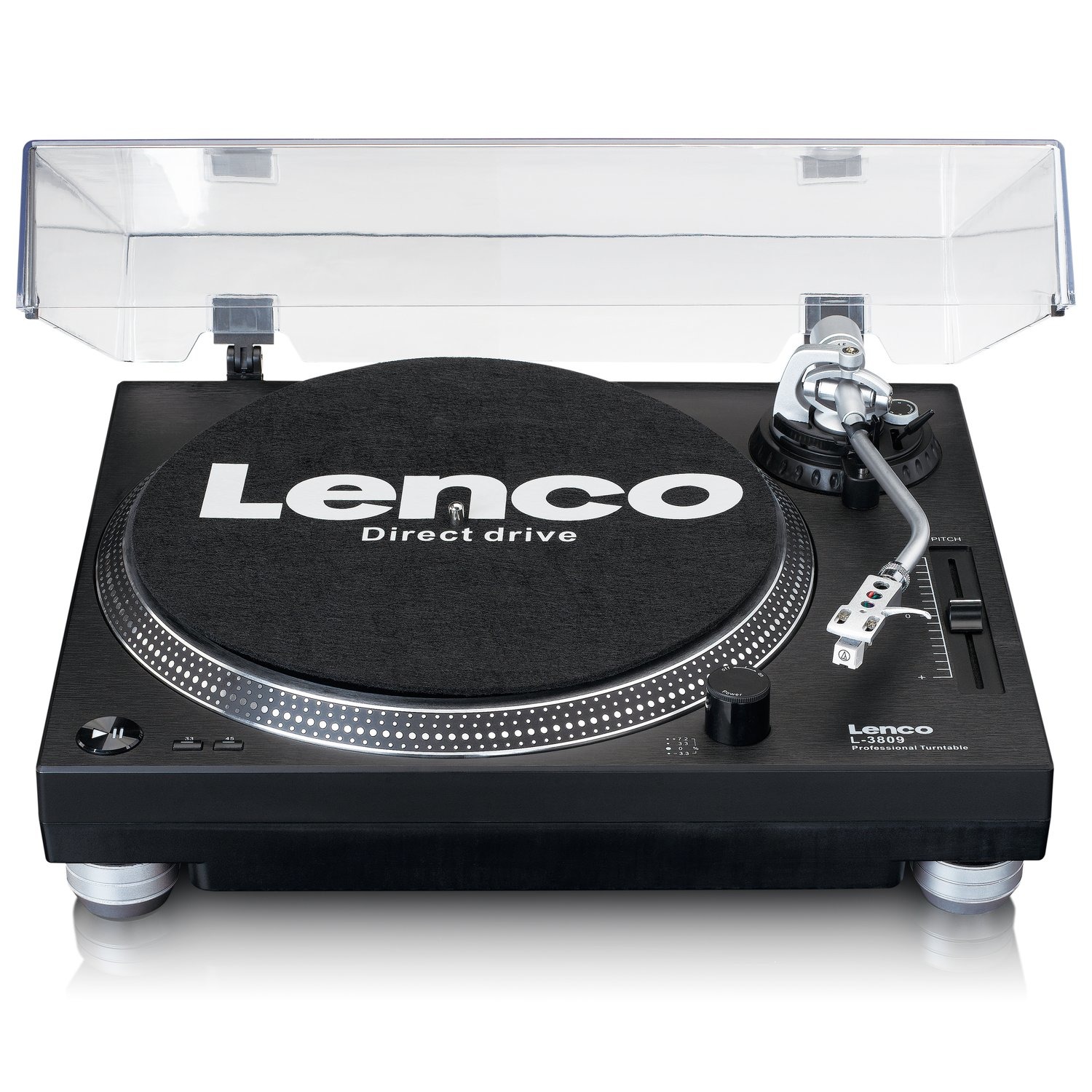 Lenco Direct Aangedreven Platenspeler Met Usb/pc Encoding L 3809bk Zwart zilver online kopen