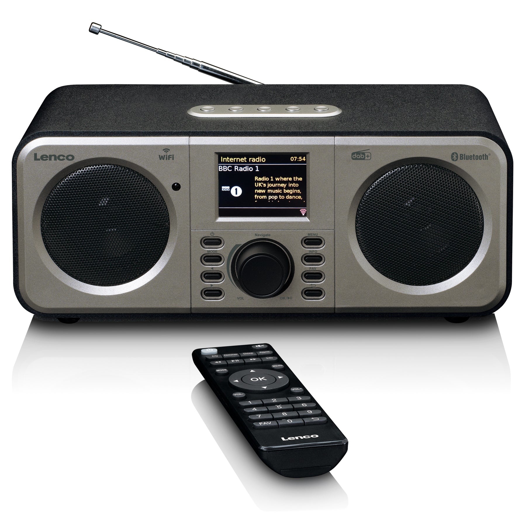 Stereo Internet Radio Met Dab+ En Fm Lenco Dir-141bk Zilver-zwart