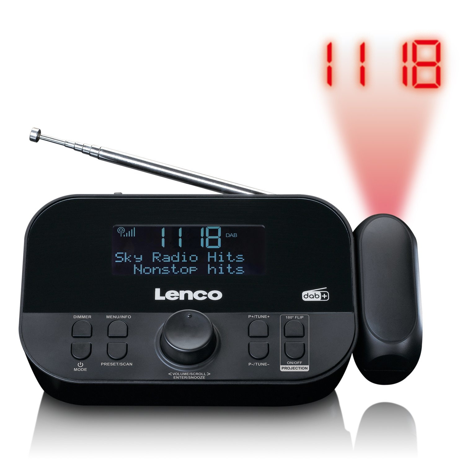 Lenco Dab+ En Fm Radio Met Tijd Projectie Cr 615bk Zwart online kopen