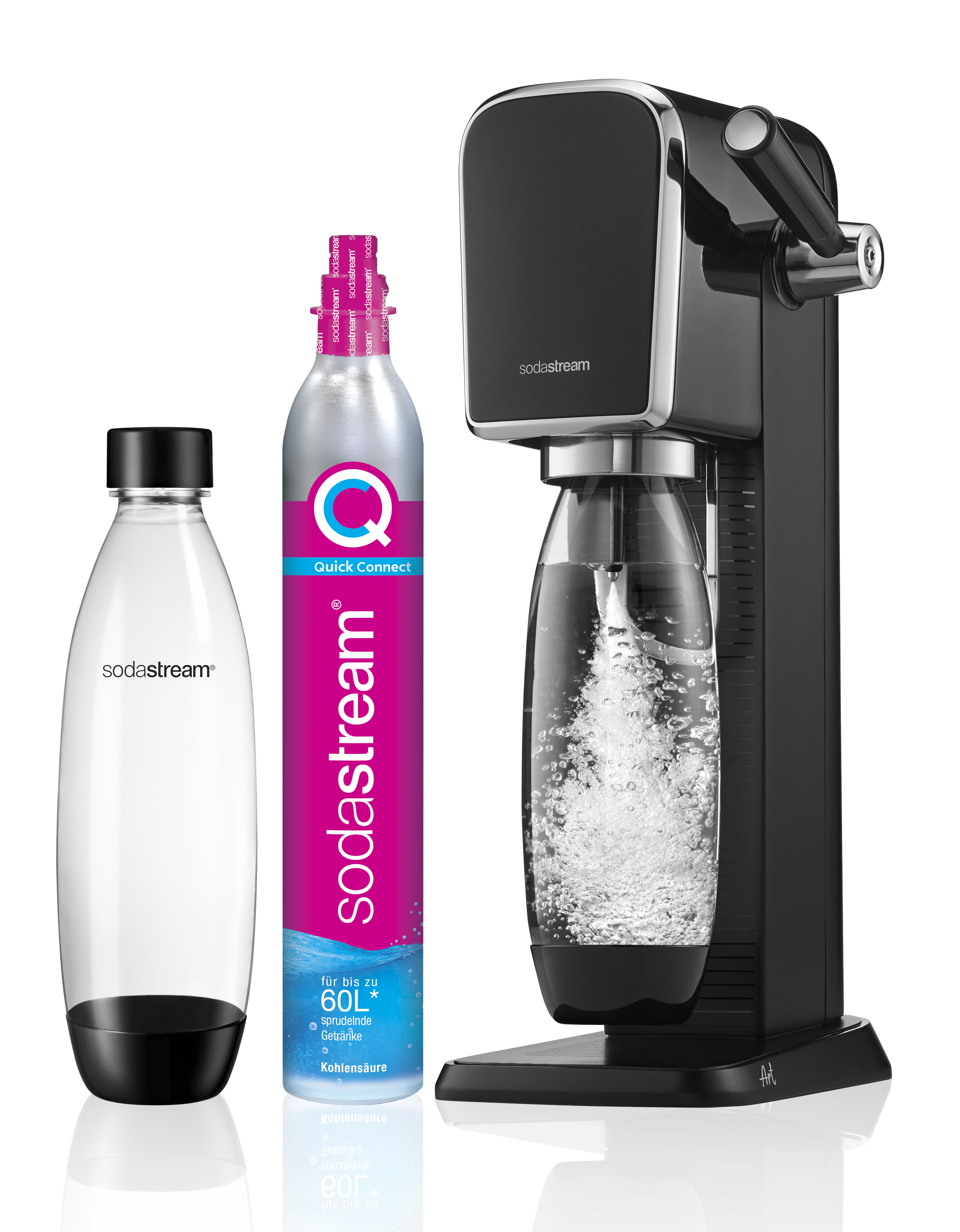 Sodastream ART Starterpack incl. 1l.Fles + Quick Connect Cilinder Waterkan Zwart met grote korting