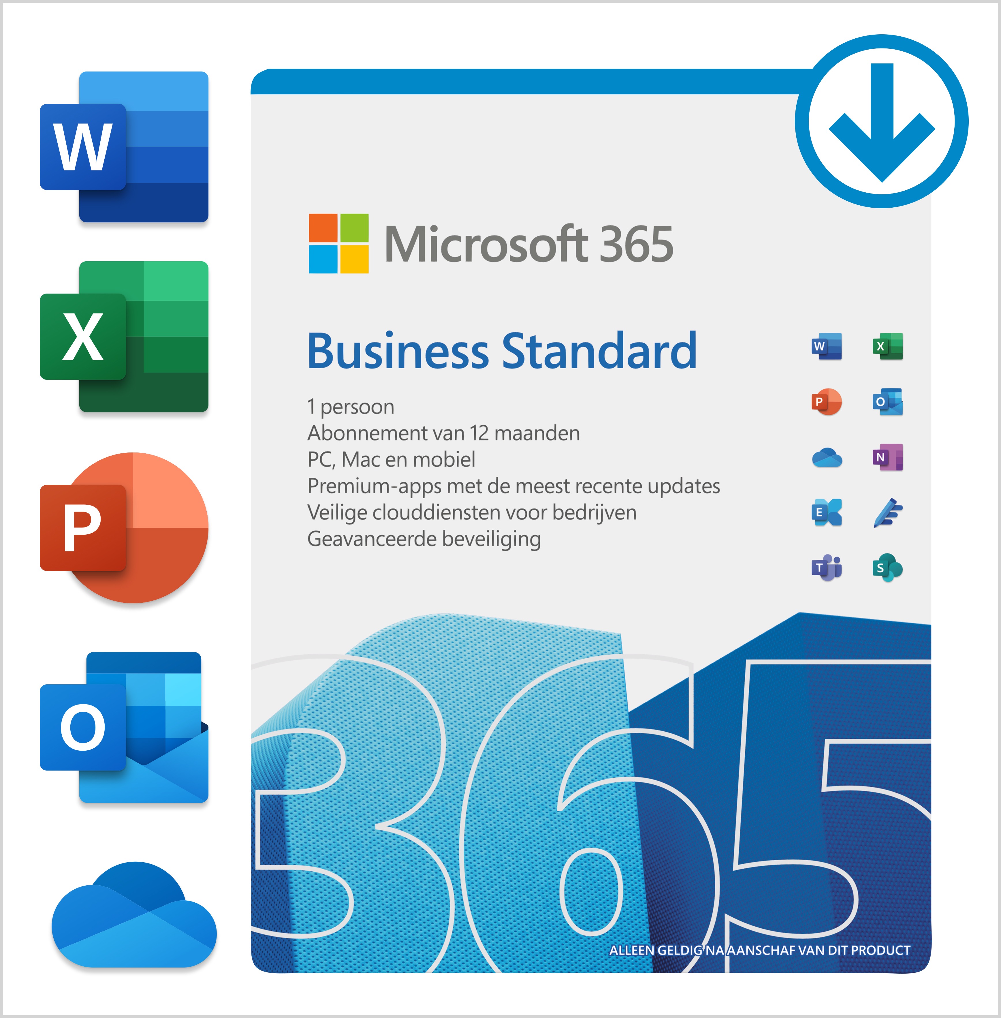 Microsoft 365 Business Standard - 12 maanden/1 apparaat - Meertalig (PC/MAC) Software