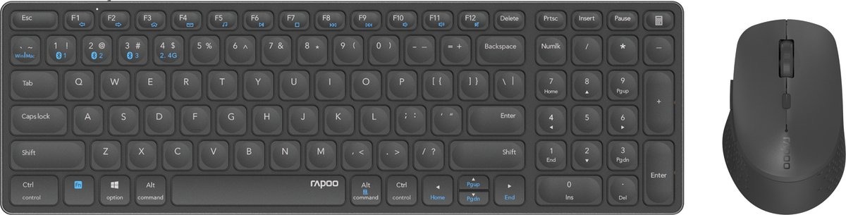 Rapoo Blade 9700M - Draadloos 2,4GHz/Bluetooth Compact Desktopset Numpad - Qwerty