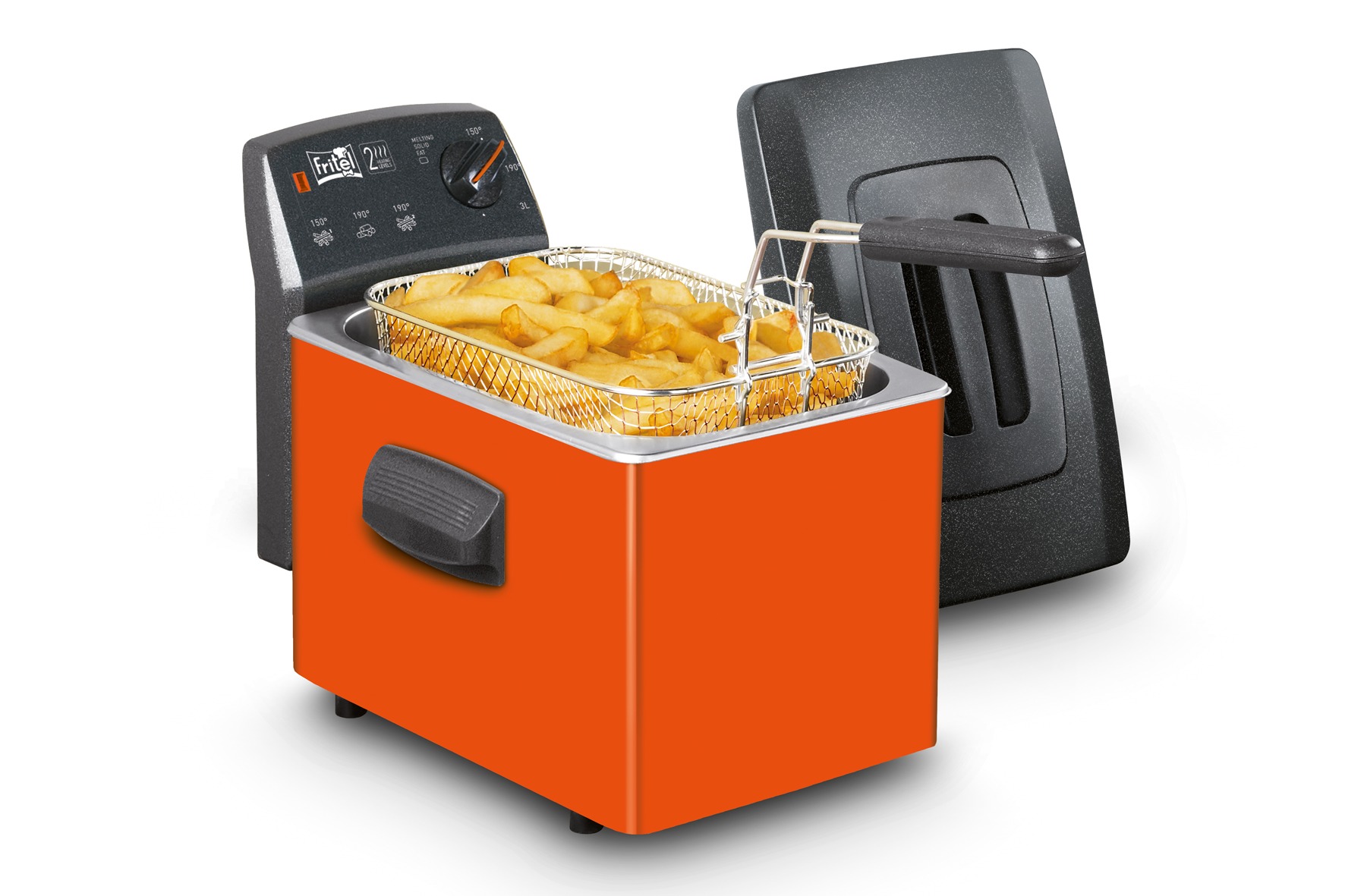 Fritel Turbo SF 4152 - Oranje frituurpan/friteuse 3l + 2200W - ook voor vast vet