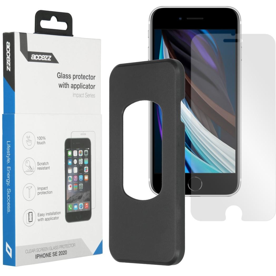 Accezz Glass Screenprotector + Applicator iPhone SE (2022 / 2020) Telefoonhoesje