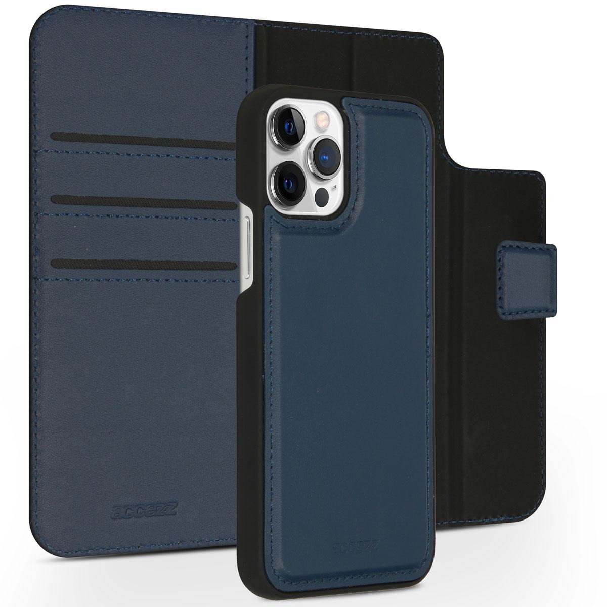 Accezz Premium Leather 2 in 1 Wallet Book Case voor Apple iPhone 12 (Pro) Telefoonhoesje Blauw