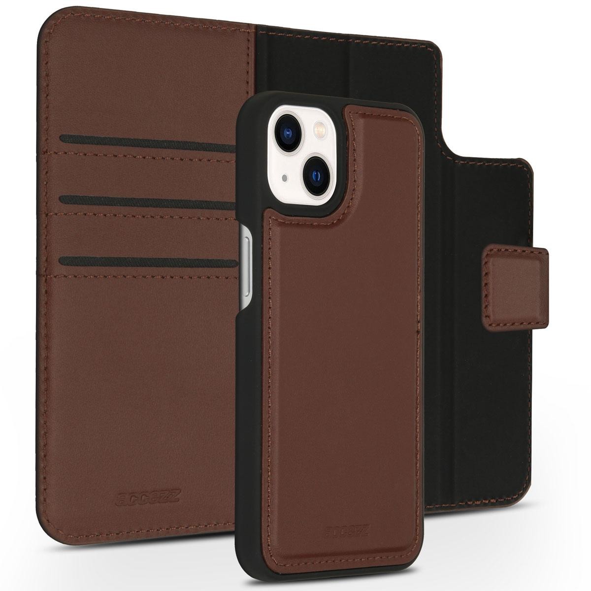 Accezz Premium Leather 2 in 1 Wallet Book Case iPhone 13 Mini hoesje - Bruin