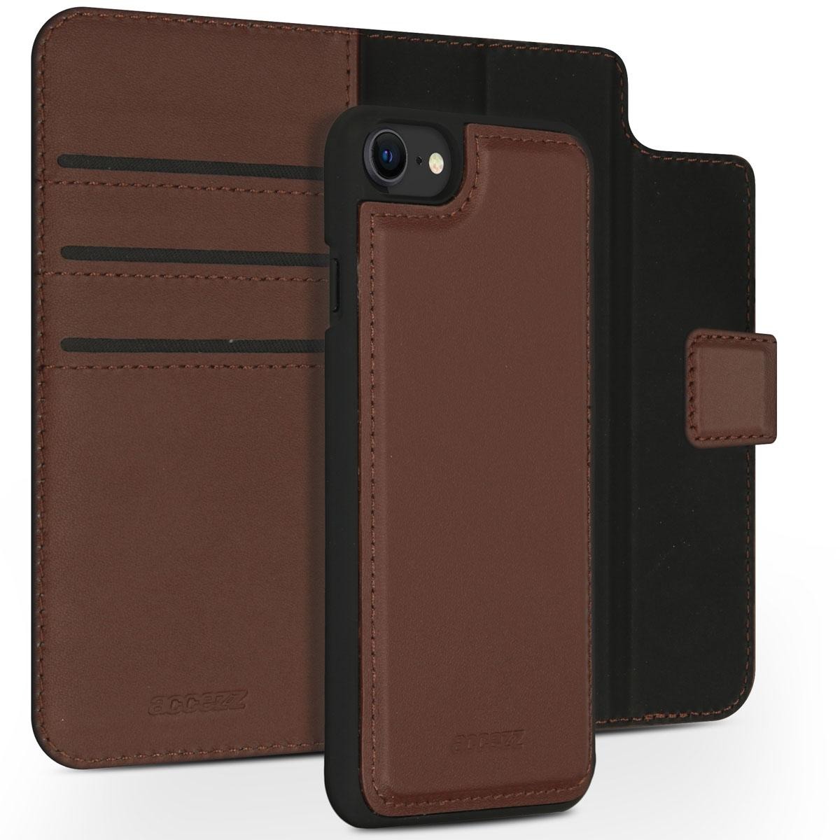 Accezz Premium Leather 2 in 1 Wallet Book Case iPhone SE (2022 / 2020) / 8 / 7 / 6(s) hoesje - Bruin