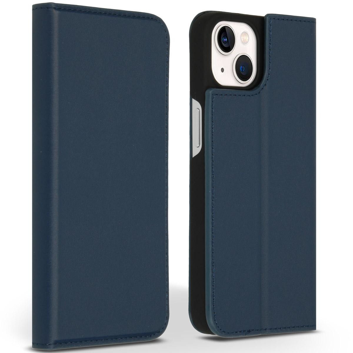 Accezz Premium Leather Slim Book Case voor Apple iPhone 13 Telefoonhoesje Blauw