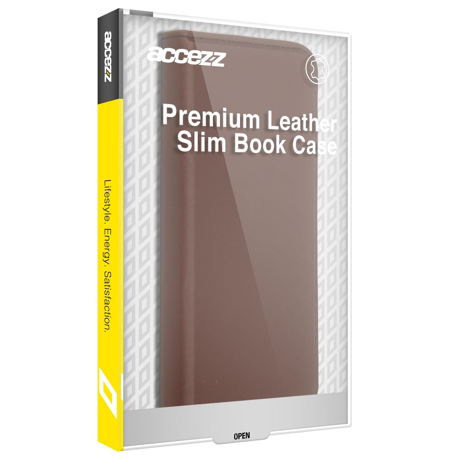 Accezz Premium Leather Slim Book Case voor Apple iPhone 13 Pro Max Telefoonhoesje Bruin