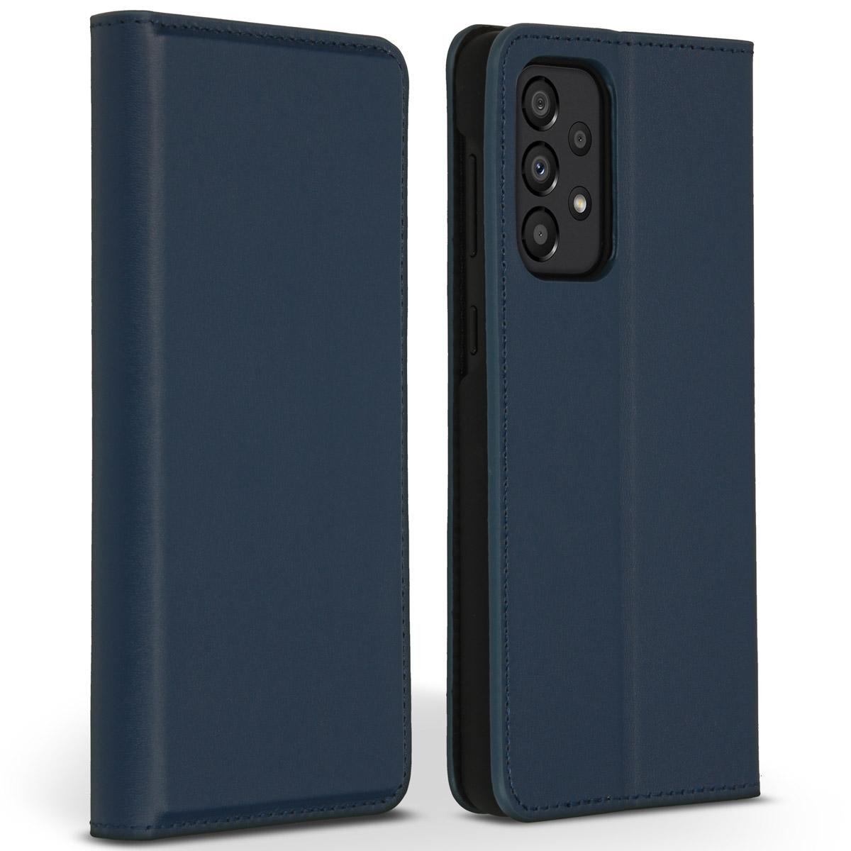 Accezz Premium Leather Slim Book Case voor Samsung Galaxy A33 Telefoonhoesje Blauw