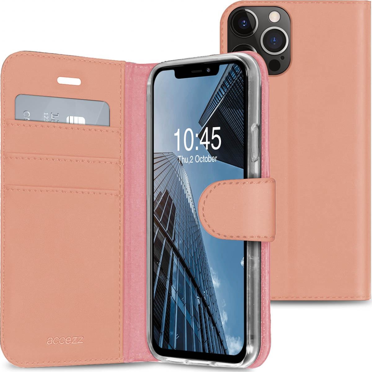 Accezz Wallet Case voor Apple iPhone 13 Pro Max Telefoonhoesje Roze