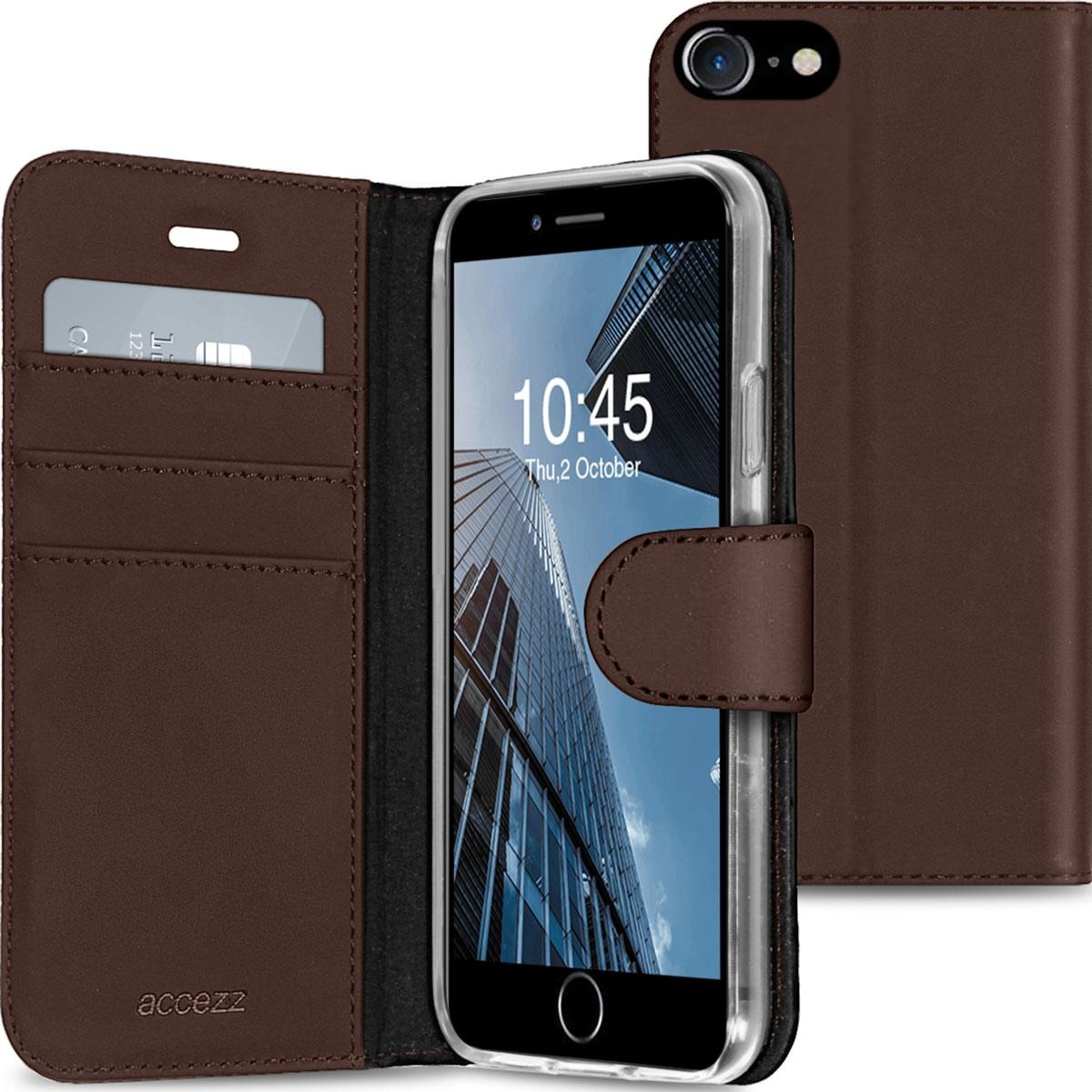 Accezz Wallet Case voor Apple iPhone SE (2022 / 2020) / 8 / 7 / 6(s) Telefoonhoesje Bruin