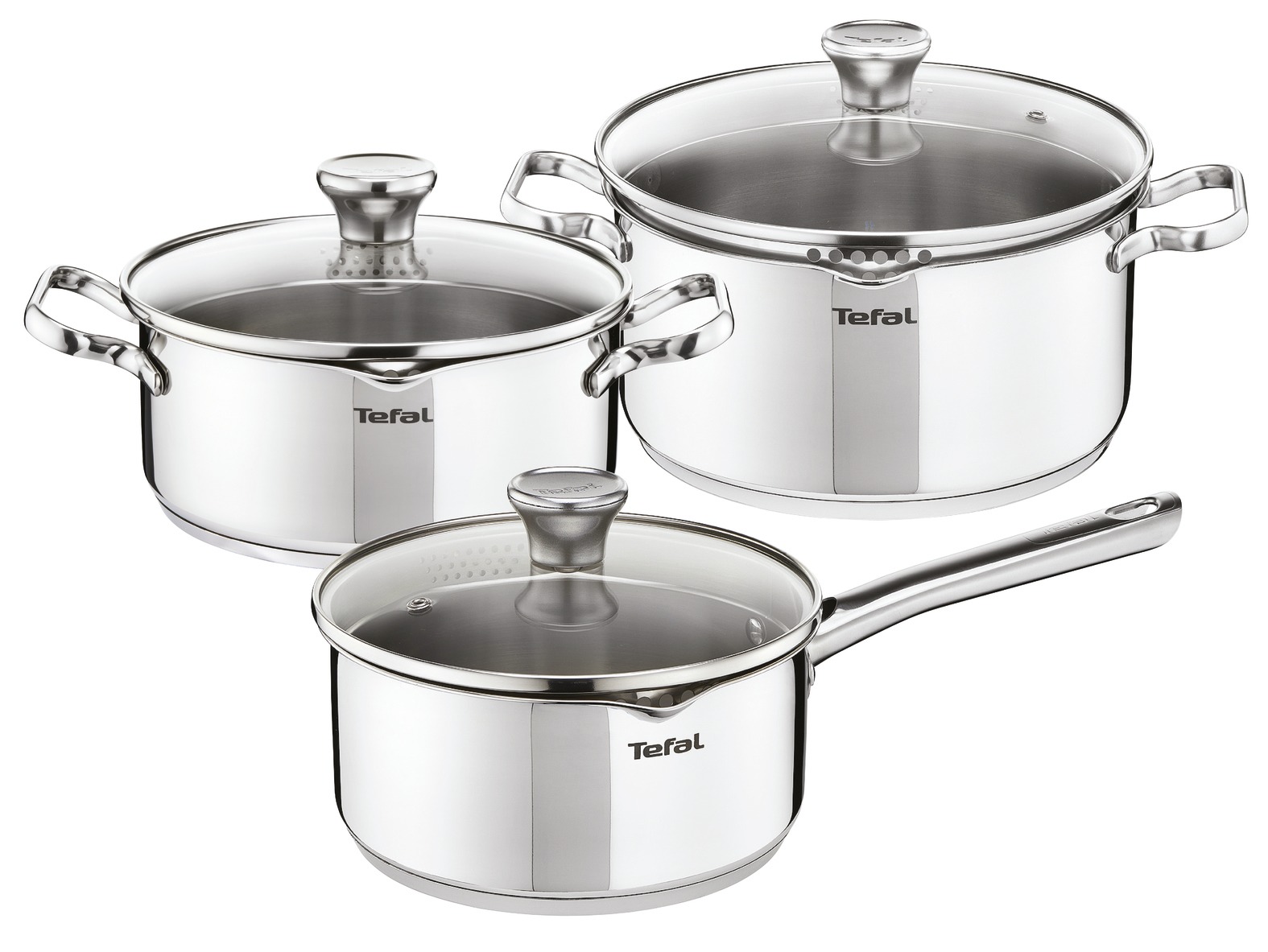 Tefal Duetto 3-delige kookset -  Steelpan Ø  16 cm, kookpan Ø  20/24 cm