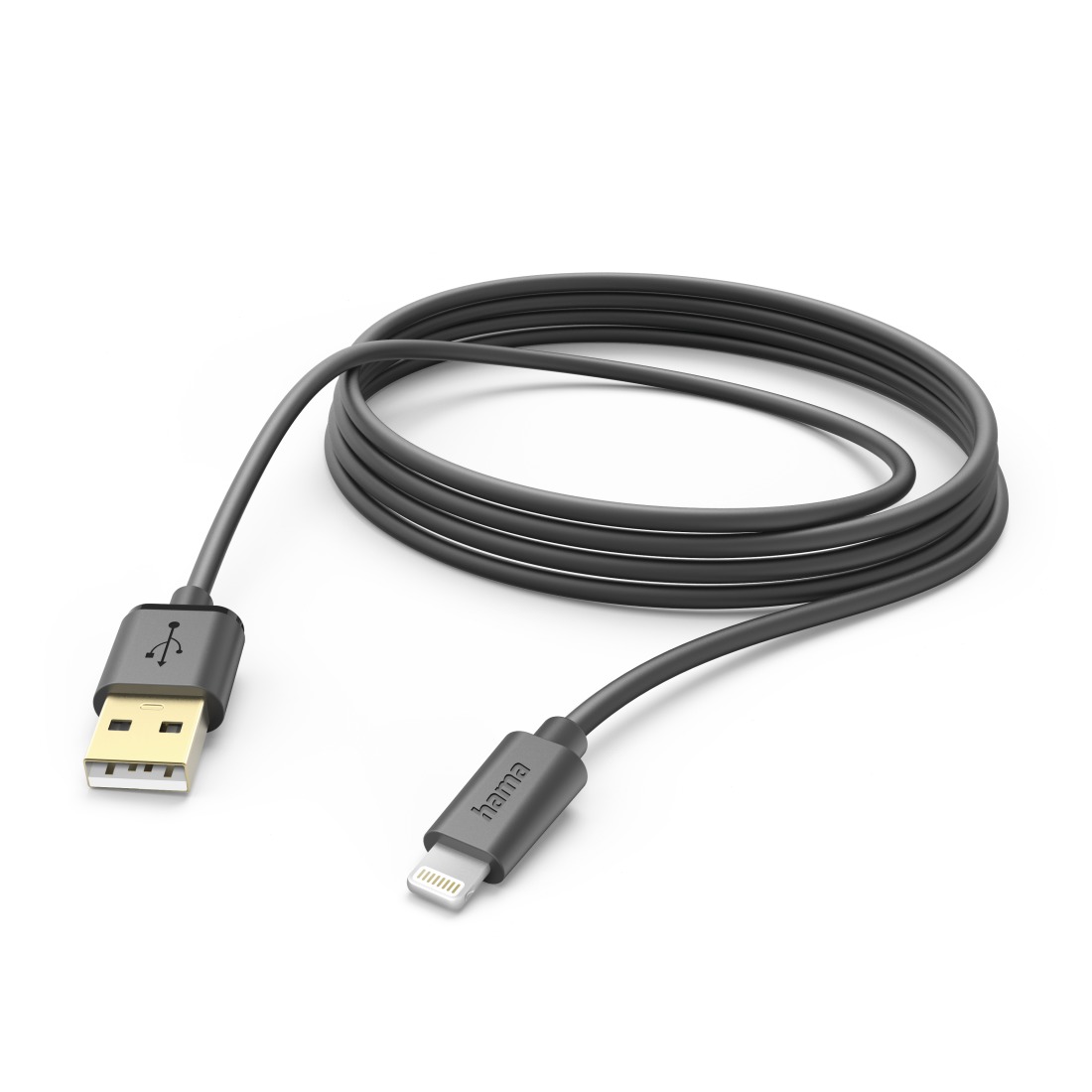 Hama USB-laadkabel USB 2.0 Apple Lightning stekker, USB-A stekker 3 m Zwart 00201582