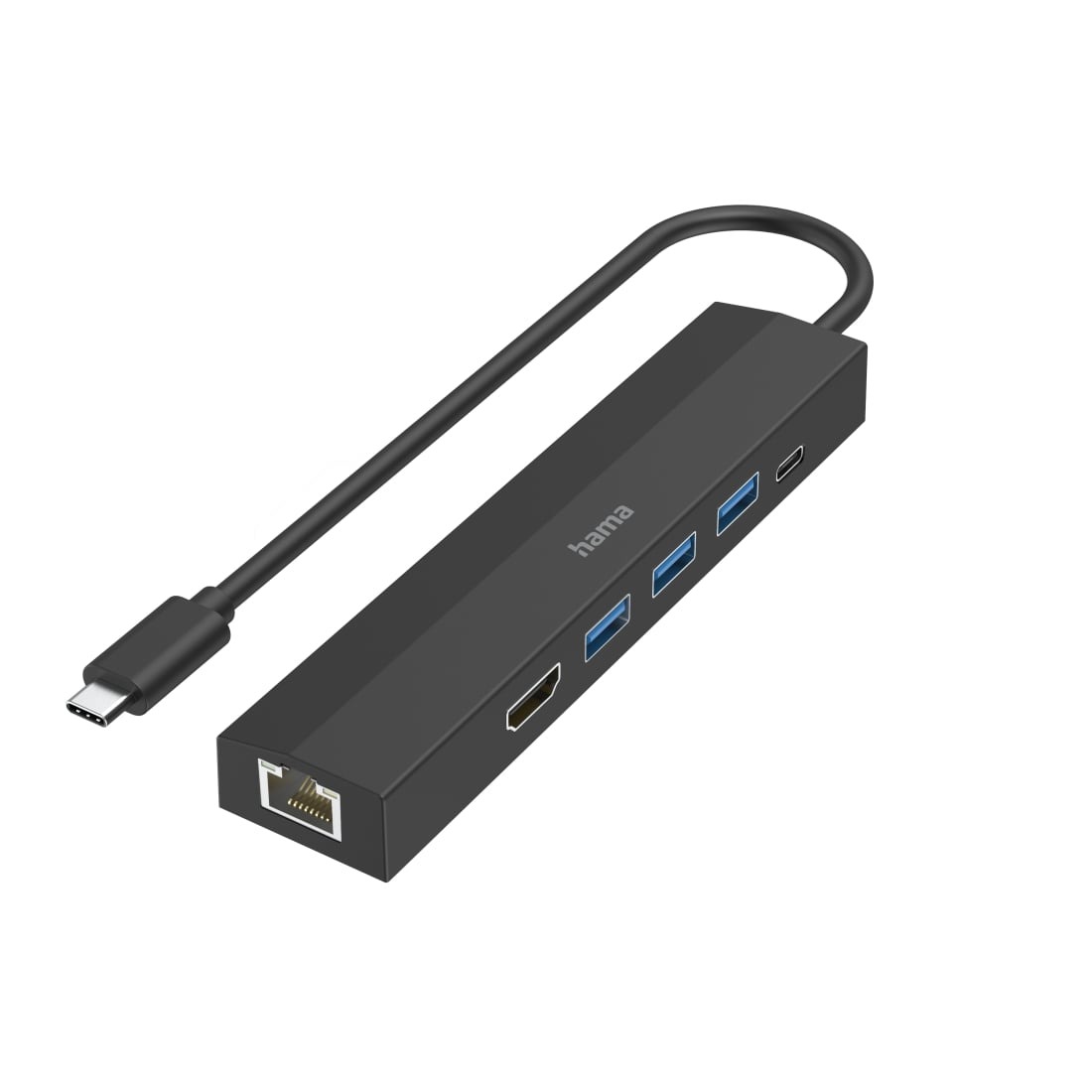 Hama USB 3.2 Gen 1-hub 6 poorten Met snellaadpoort, Met USB-C stekker, Ultra HD-geschikt Zwart