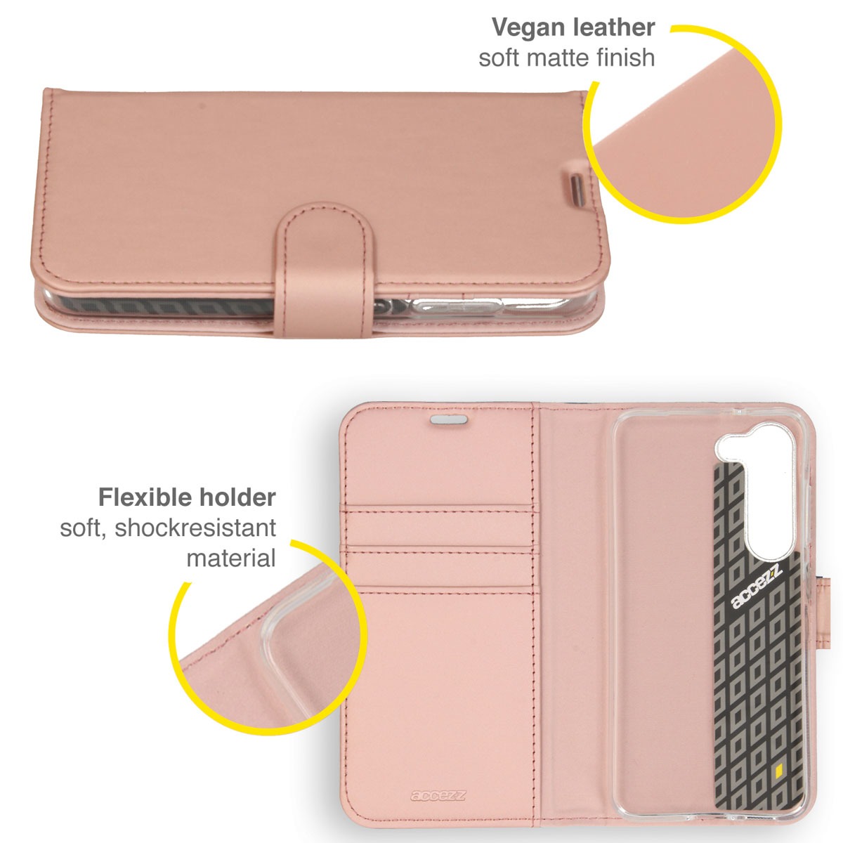 Accezz Wallet Softcase Bookcase Samsung Galaxy S23 Plus hoesje - Rosé Goud