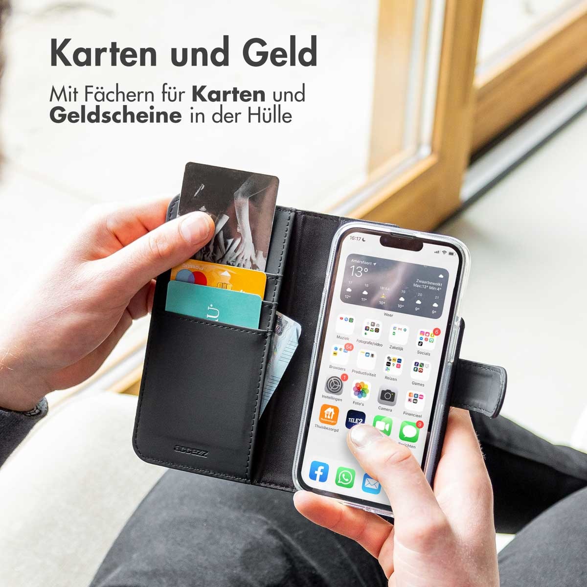 Motorola Edge 40 Hoesje Met Pasjeshouder - Accezz Wallet Softcase Bookcase - Zwart