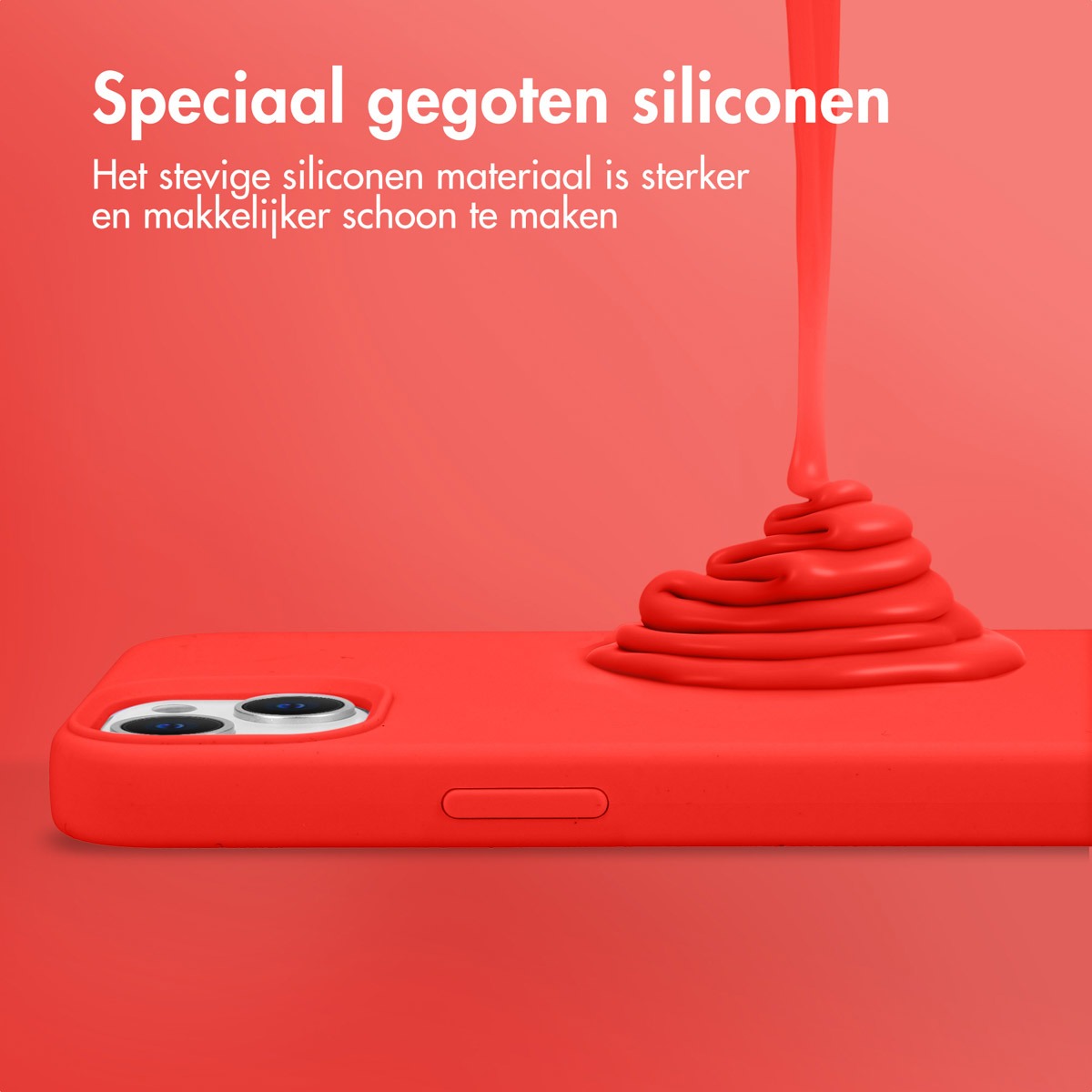 iPhone 15 Plus Hoesje Siliconen - Accezz Liquid Silicone Backcover met MagSafe - Rood