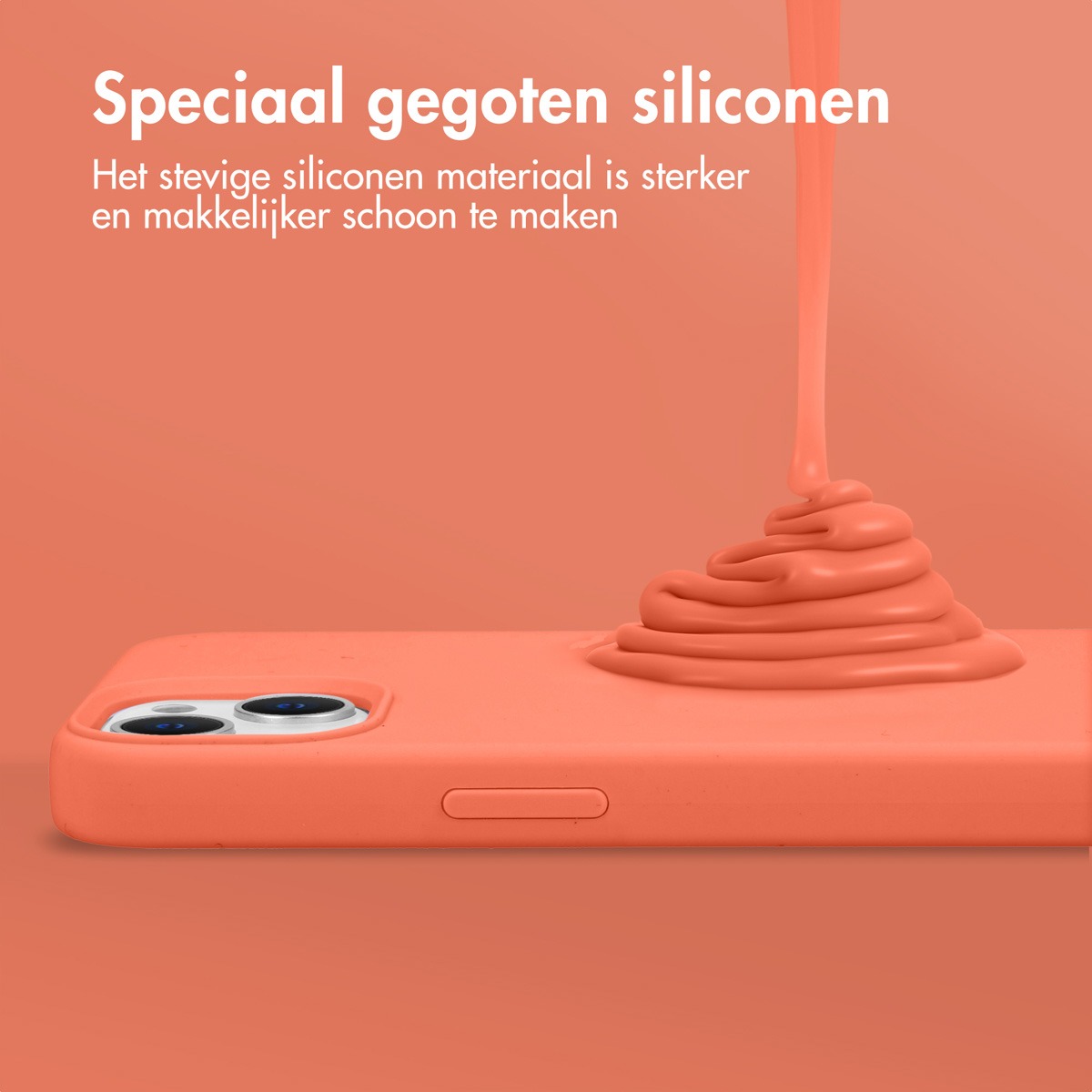 iPhone 15 Hoesje Siliconen - Accezz Liquid Silicone Backcover met MagSafe - oranje