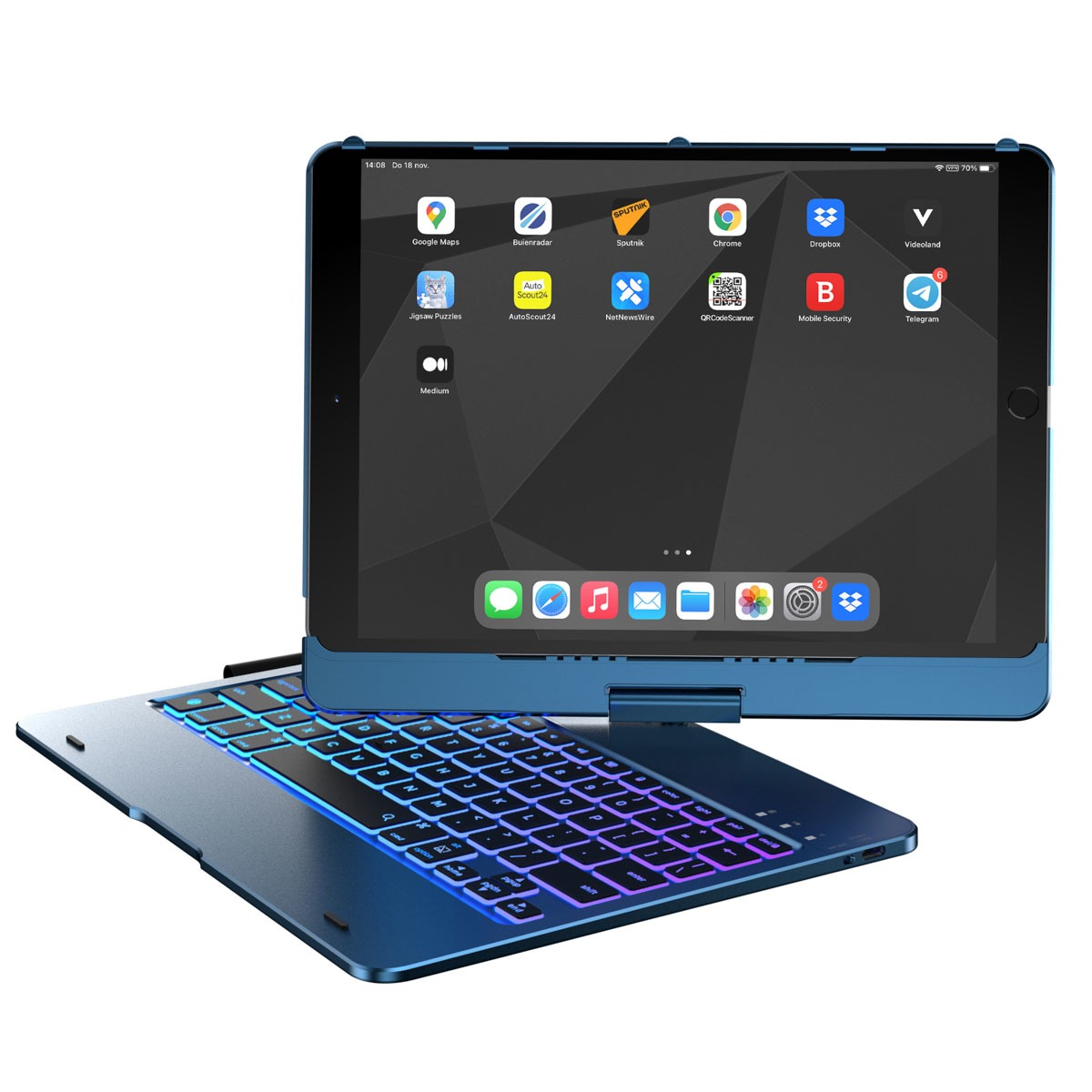 Accezz 360 Slim Keyboard Bookcase voor de iPad 10.2 (2019/2020/2021) / Air (2022/2020) / Pro 10.5 - Donkerblauw