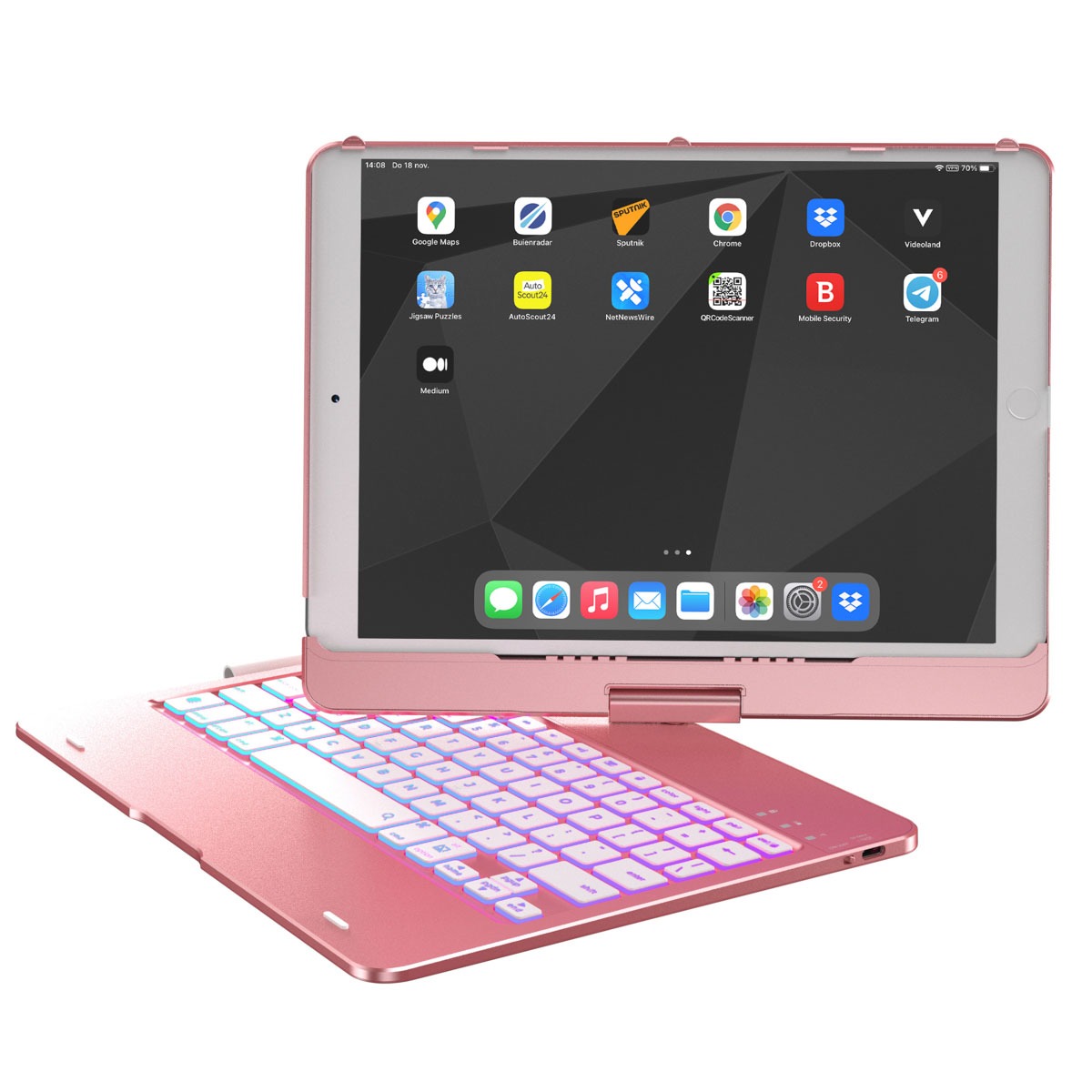 Accezz 360 Slim Keyboard Bookcase voor de iPad 10.2 (2019/2020/2021) / Air (2022/2020) / Pro 10.5 - Rosé Goud