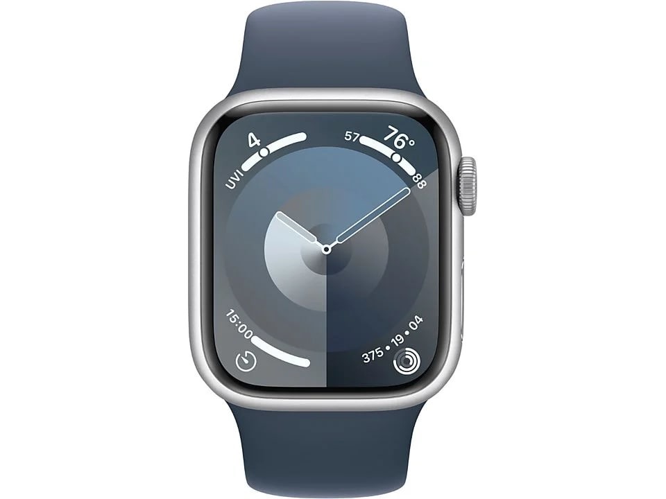 Apple Watch Series 9 41mm Zilver Aluminium Sportband Blauw S-M Smartwatch Blauw