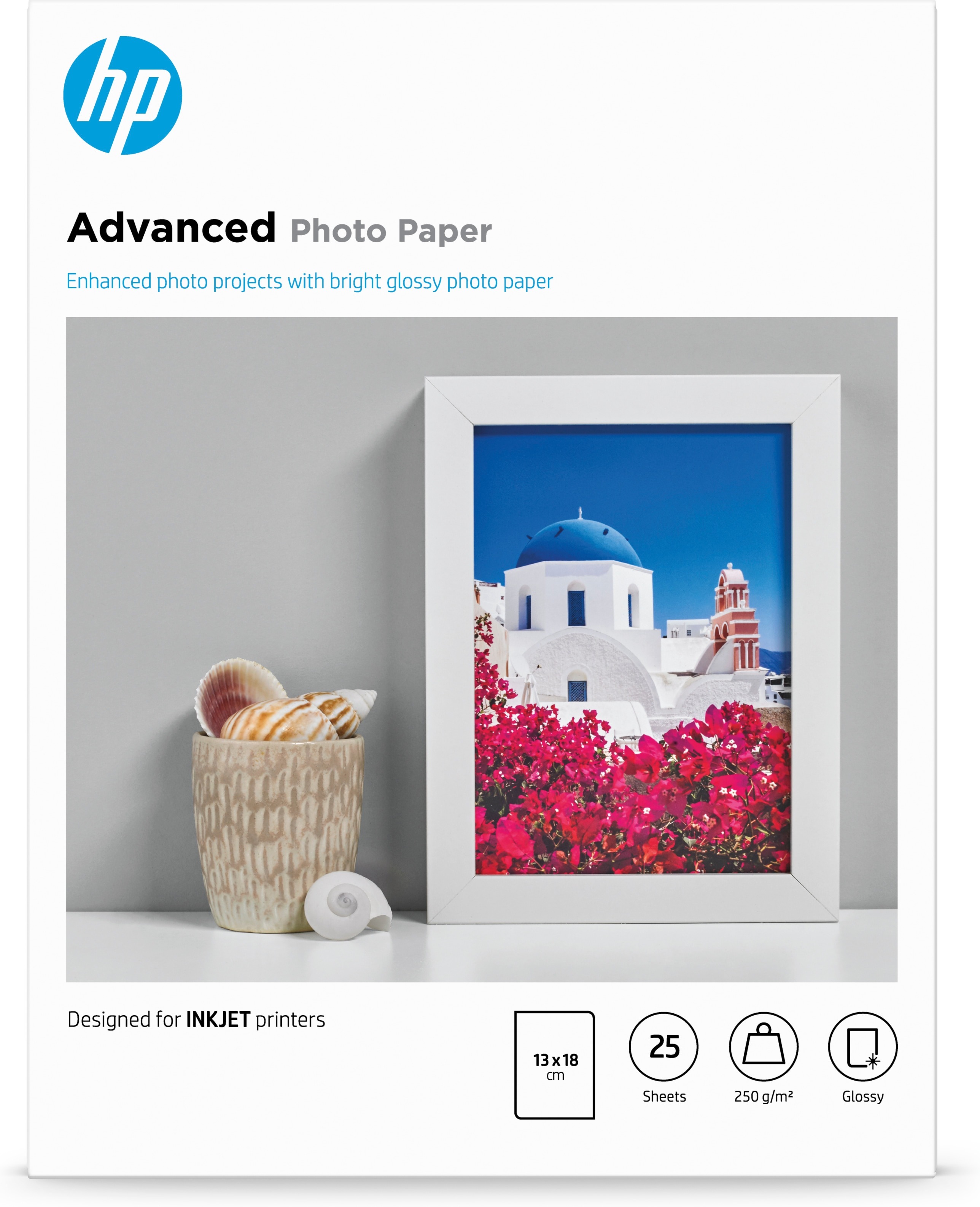 Inkjetpapier HP Q8696A 13x18cm photo glossy 250gr 25vel