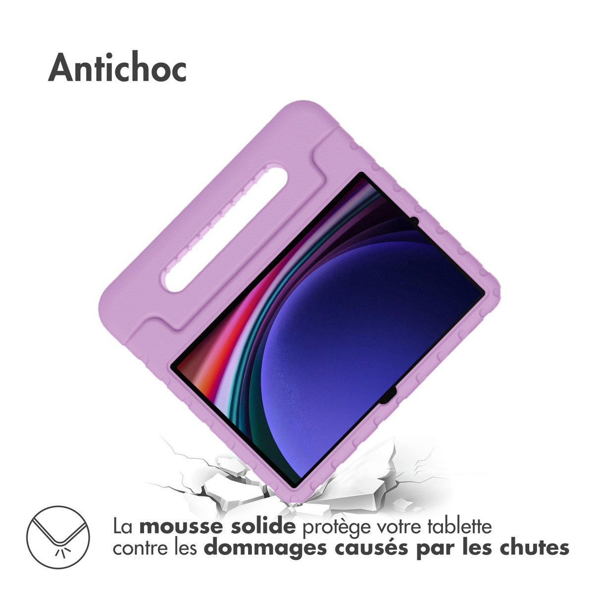 Accezz Kidsproof Backcover met handvat Samsung Galaxy Tab S9-Tab S9 FE Tablethoesje Paars