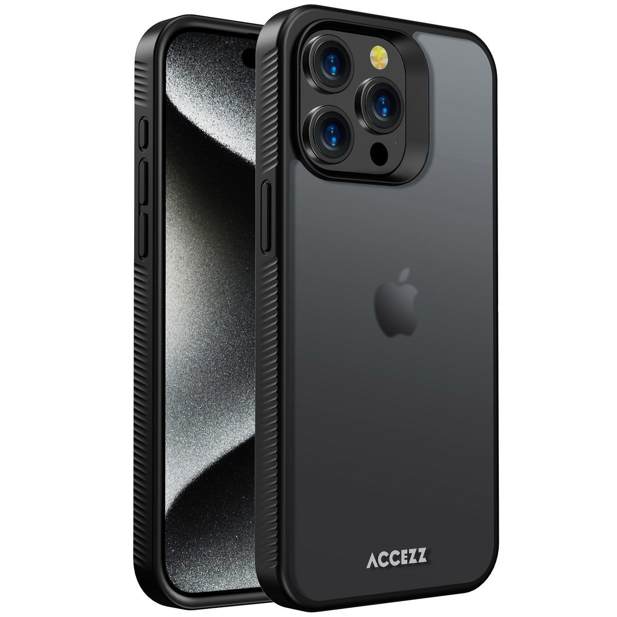 iPhone 15 Pro Max Hoesje - Accezz Rugged Frosted Backcover - Zwart