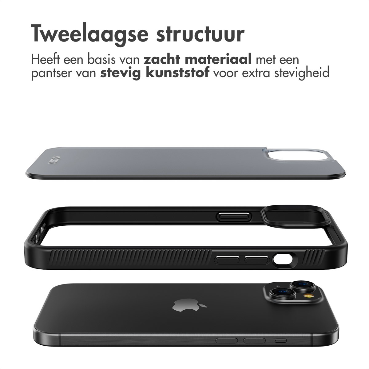 Accezz Rugged Frosted Backcover iPhone 15 Plus Telefoonhoesje Zwart