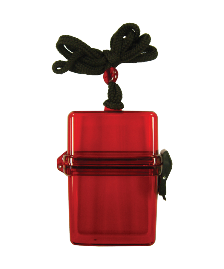 Waterproof Swim Box with Breakaway Neck rope — Trans Red