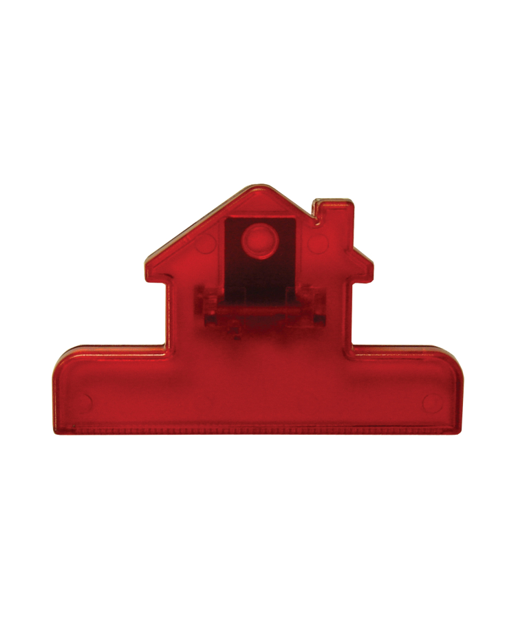 Union Printed - House Shaped Bag Clip - One Color — Trans Red