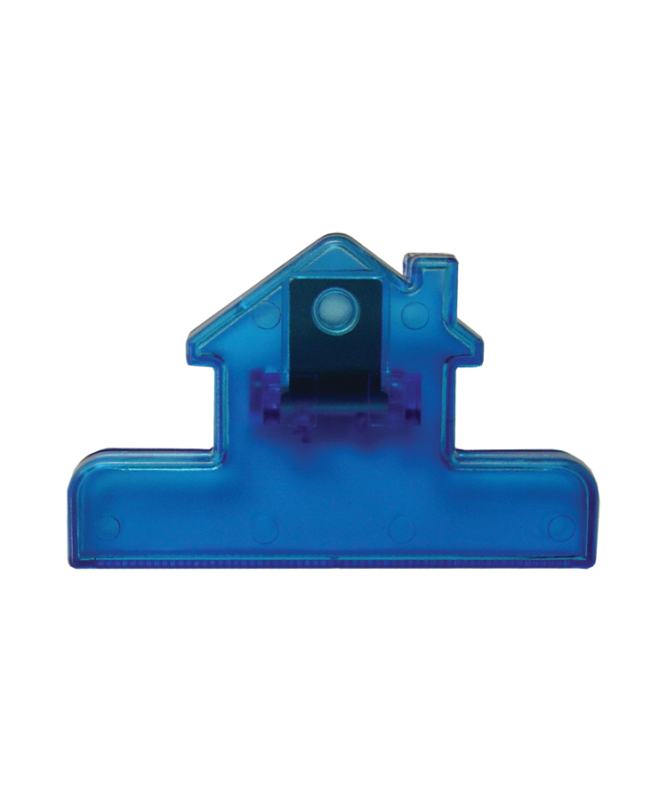 Union Printed - House Shaped Bag Clip - One Color — Trans Blue