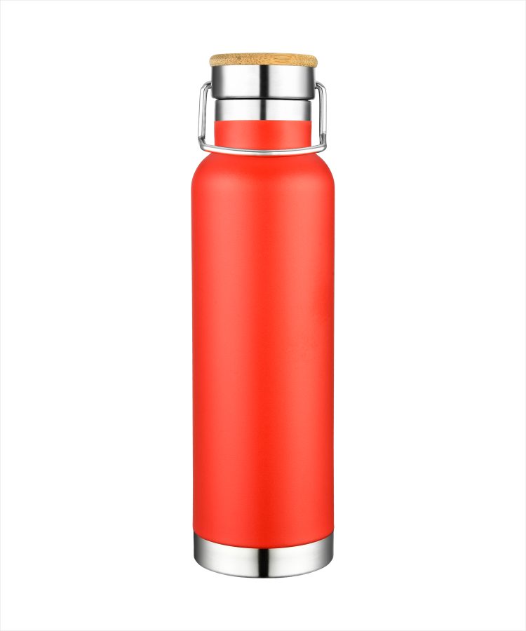 22oz Double Wall Stainless Steel Vacuum Insulated w/ Bamboo, custom water bottle with logo imprint 10