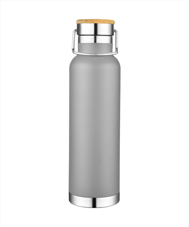 22oz Double Wall Stainless Steel Vacuum Insulated w/ Bamboo, custom water bottle with logo imprint 8