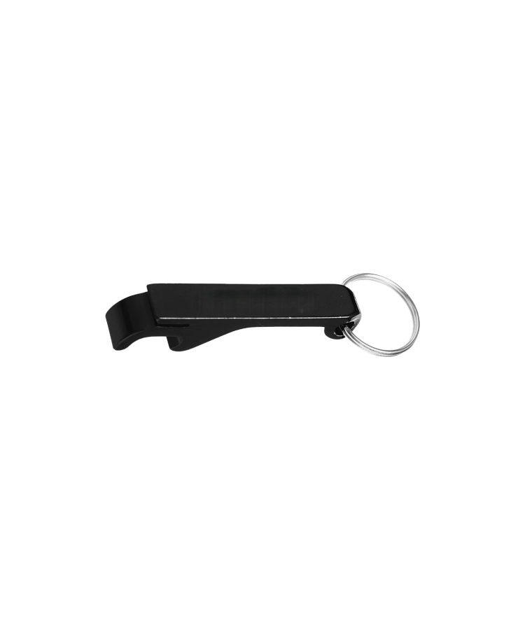 Union Printed - Aluminum Beer Bottle Opener with Keychain - 1-Color Print — Black