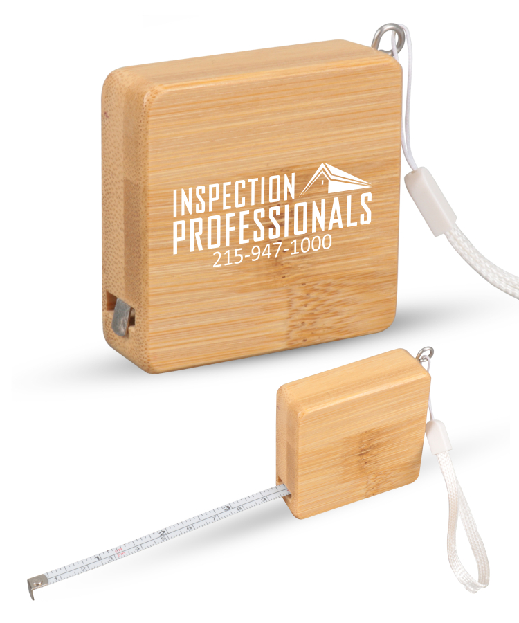 Union Printed - Bamboo Wood (3ft) Square Shaped Tape Measure and Wrist Band with 1-Color Logo