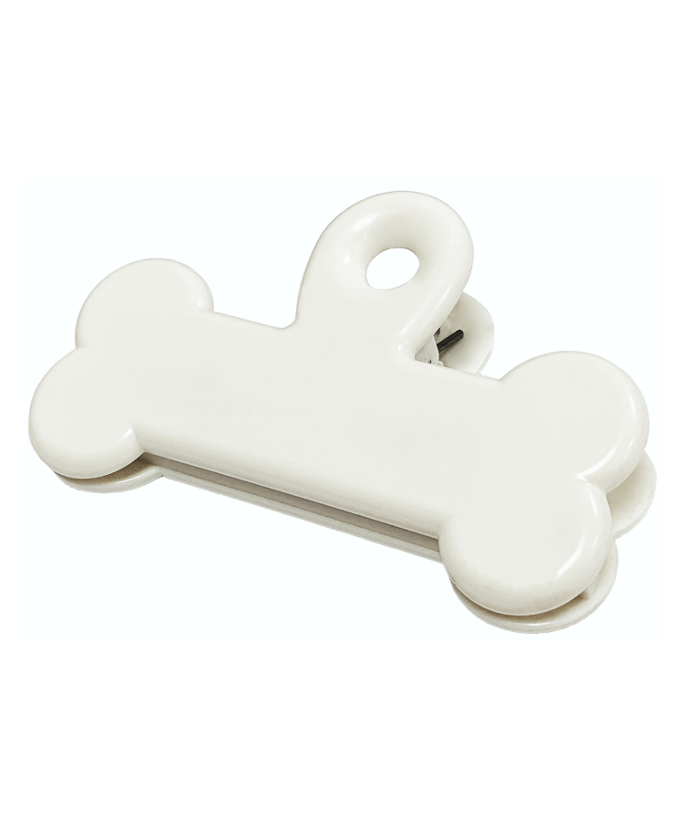 Union Printed - Bone Shaped Bag Sealing Clip with 1-Color Logo — White