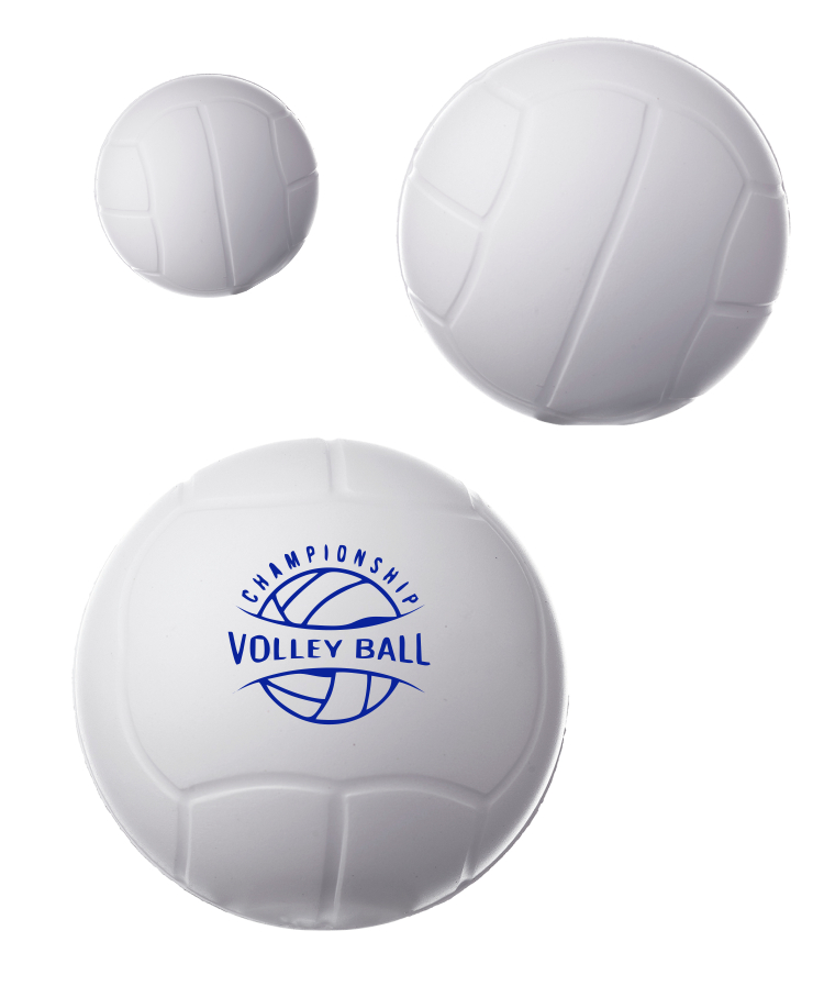 Union Printed - Volley Ball Shaped Stress Balls with 1-Color Logo — White