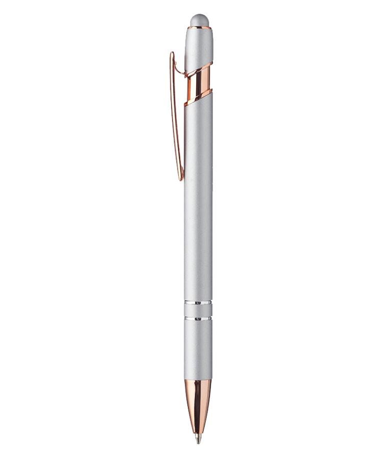 Union Printed - Majesty Stylus Pen with Rose Gold Trim — Silver
