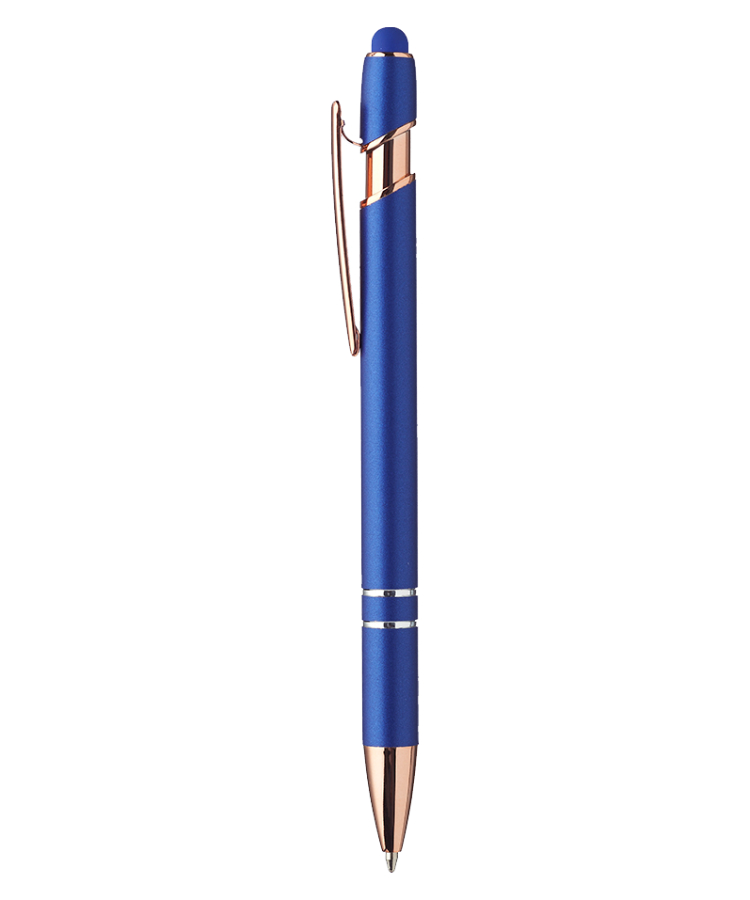 Union Printed - Majesty Stylus Pen with Rose Gold Trim — Blue