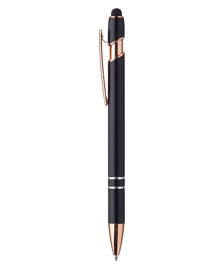 Union Printed - Majesty Stylus Pen with Rose Gold Trim — Black