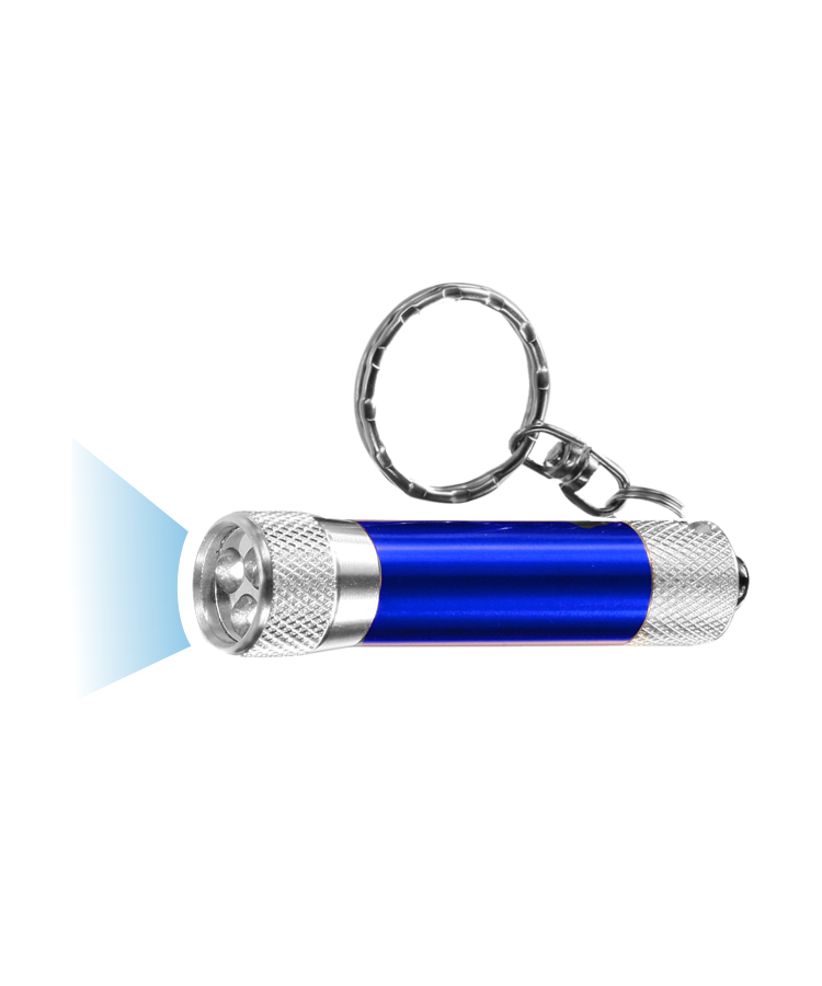 Union Printed - Bright Metal LED Mini Flashlight Keychain with 1-Color — Blue
