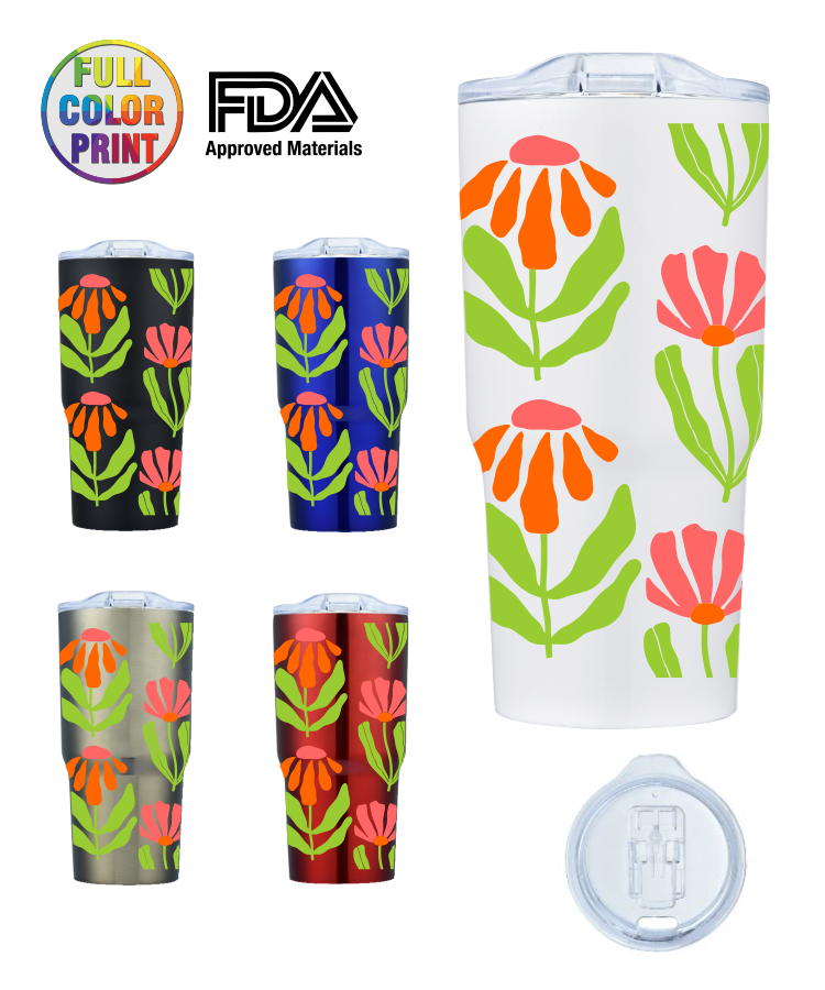 20oz Double Wall Stainless Steel Tumbler Vacuum Insulated Metal Coated - Full Color Wrap