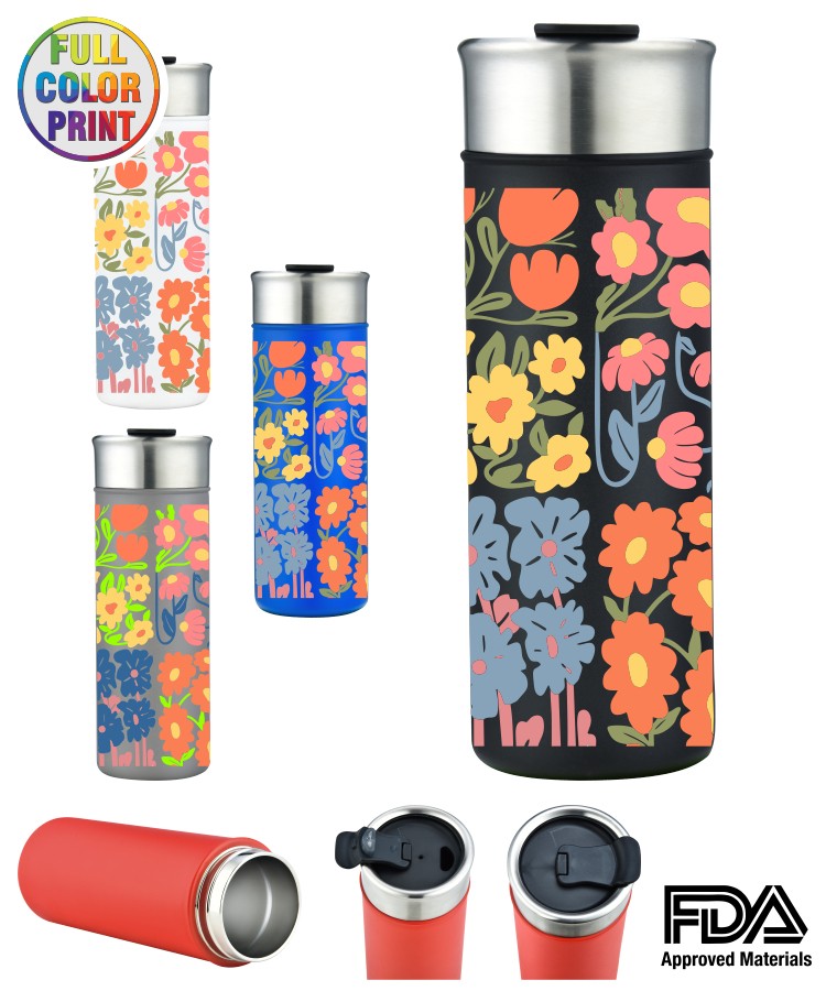 18oz Double Wall Stainless Steel Tumbler Vacuum Insulated Powder Coated - One Color Wrap